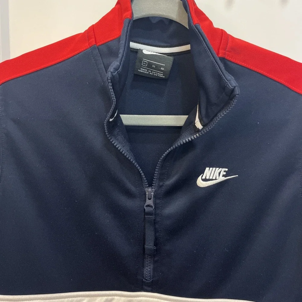 NIKE Men's NSW 1/2 Zip Pullover AIR JACKET Sz XL Red White Blue‎ Zip Pocket